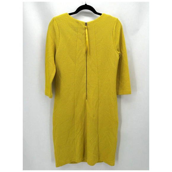 Boden Riva Jacquard Shift Dress Size‎ 6 Tall Yellow 3/4 Sleeve Retro Mod Twee - Picture 2 of 11
